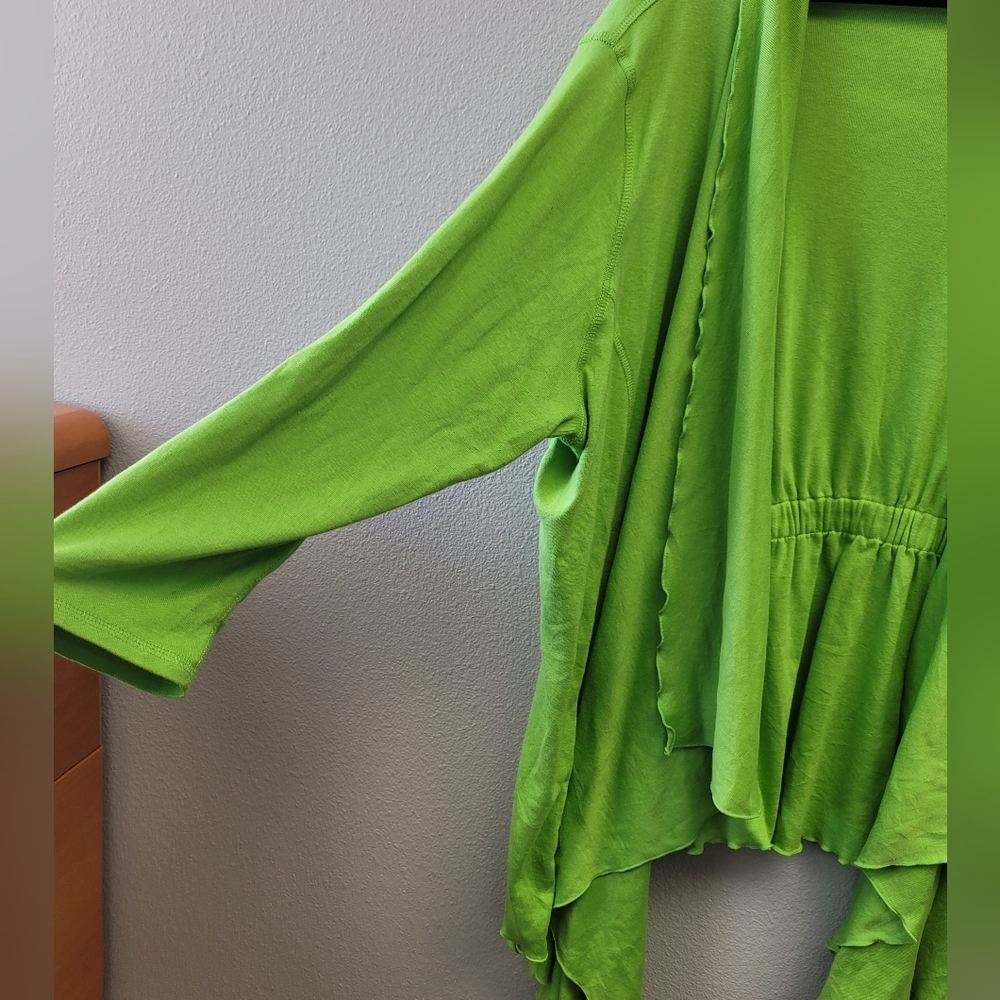 Rafaello Lime Green Open Front Asymmetrical Cardigan Size 3x - Picture 3 of 4